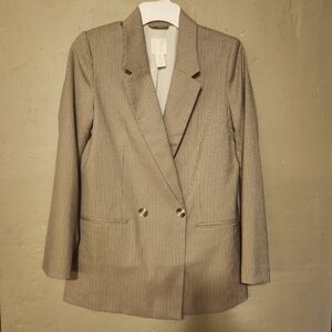 H&M Houndstooth wool-blend blazer Beige Tan Size XS
